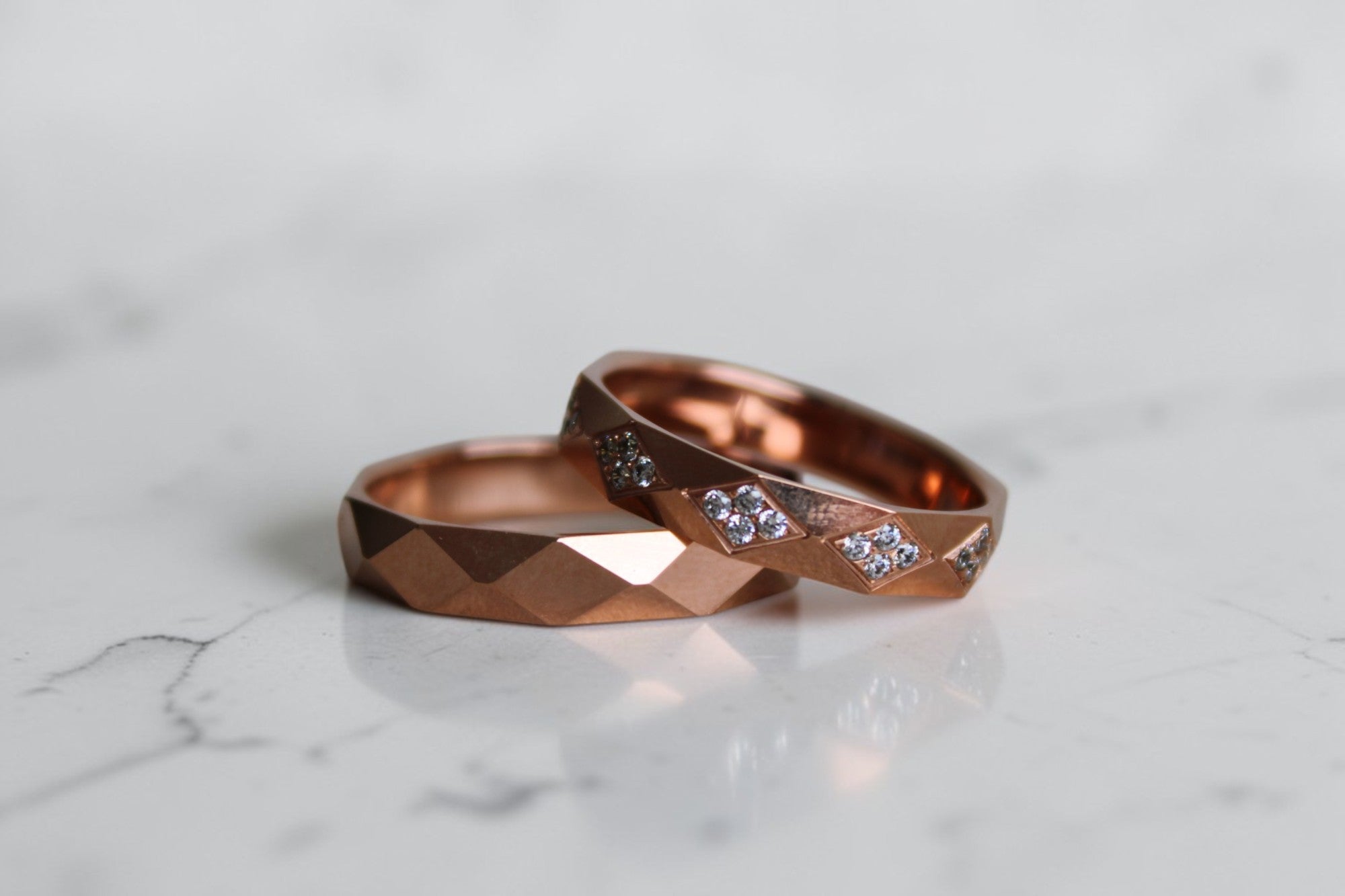 Jasmine Karikagyűrű Pár - 14K Rozé Arany - 40 db 0.006 ct Gyémánt