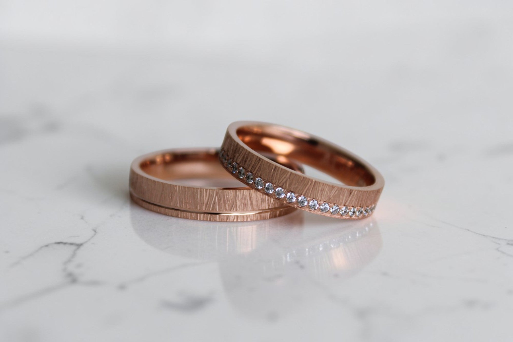 Rosery Karikagyűrű Pár - 14K Rozé Arany - 45 db 0.006 ct Gyémánt