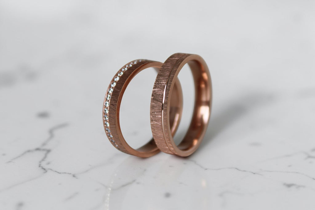 Rosery Karikagyűrű Pár - 14K Rozé Arany - 45 db 0.006 ct Gyémánt