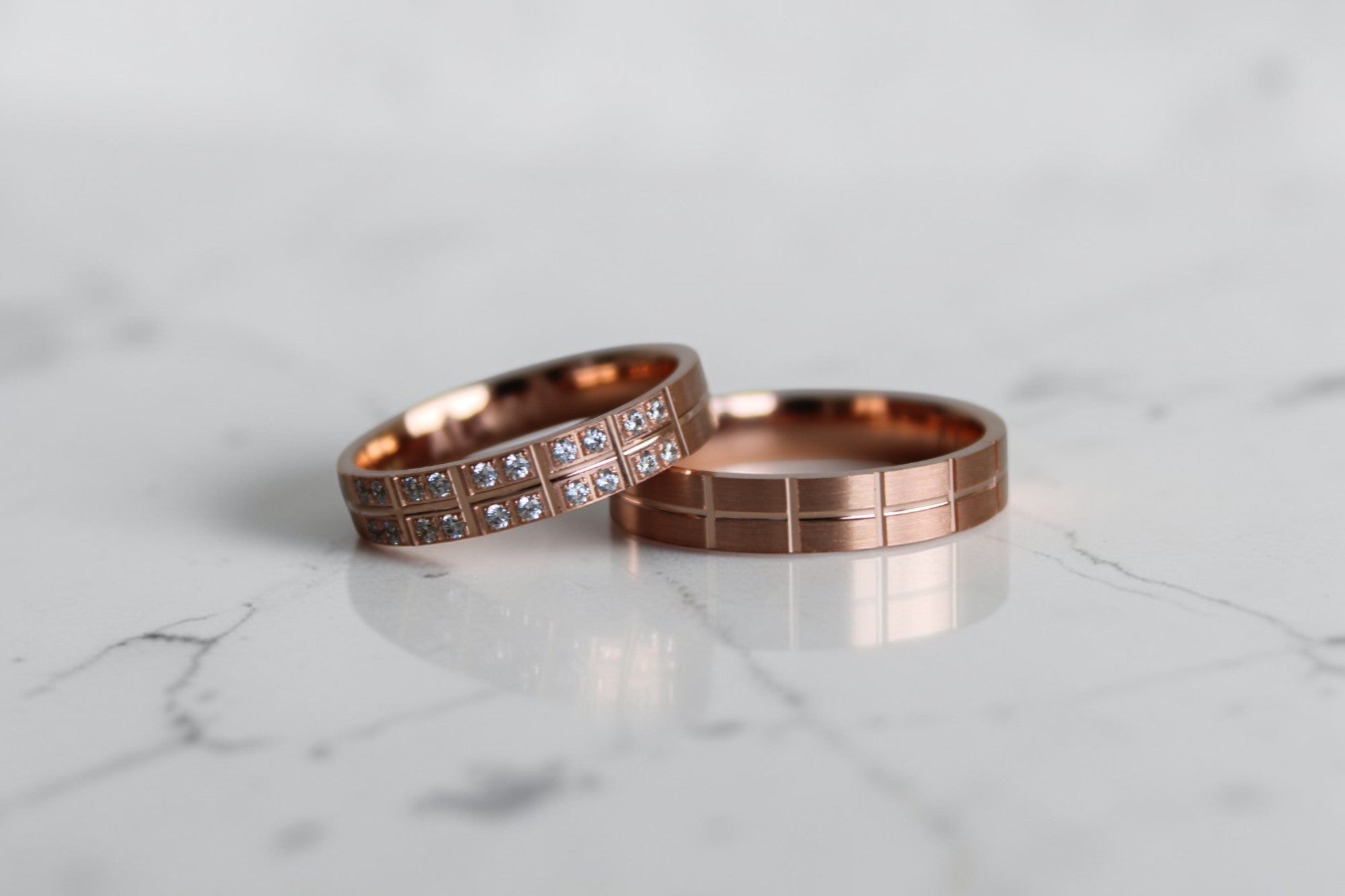 Rome Karikagyűrű Pár - 14K Rozé Arany - 20 db 0.006 ct Gyémánt