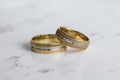 Milano Karikagyűrű Pár - 14K Sárga / Fehér Arany - 18 db 0.008 ct Gyémánt