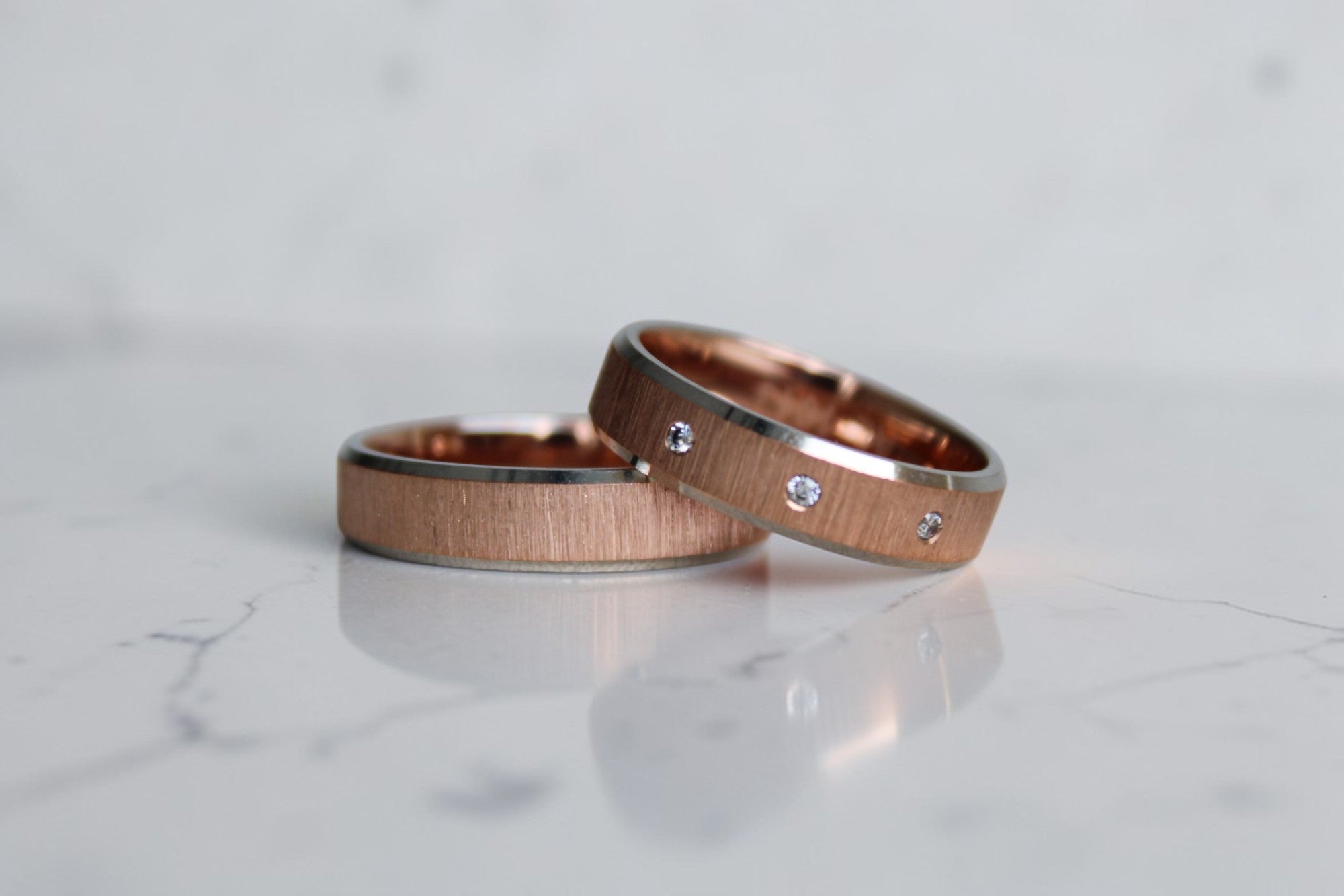 Promise Karikagyűrű Pár - Rozé / Fehér Arany - 3 db 0.012 ct Gyémánt